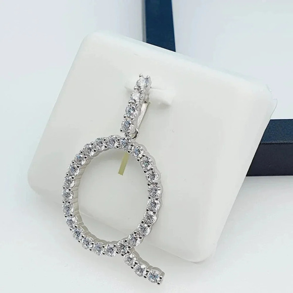 "925 Sterling Silver Cubic Zirconia Initial Pendant, UU1P6A6183 - Picture 7 of 9